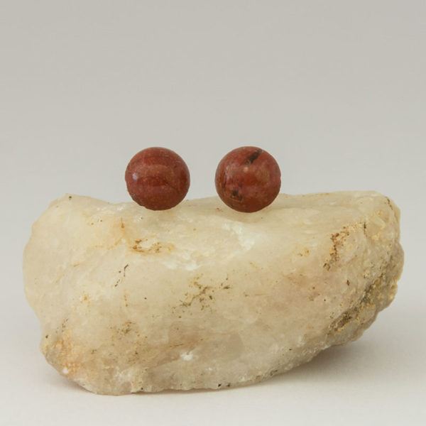 Boucles d'oreilles  collection "Les Petites Puces", Jaspe Rouge