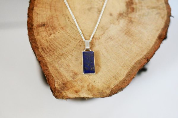 Pendentif lapis lazuli rectangle en argent 925