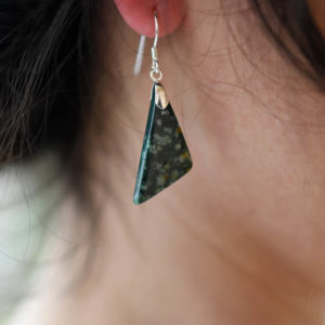 Boucles d’oreilles argent 925 jaspe océan pierre triangle